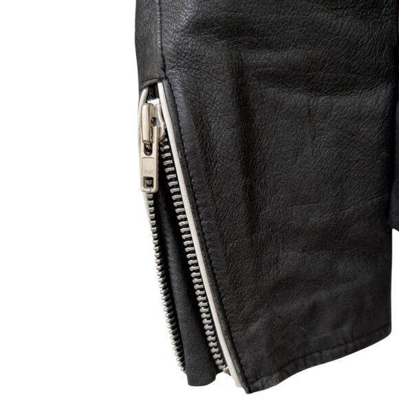 OZONE ROCKS Japanese Y2K VTG Black Leather Biker Jacket Quilted Lined Women's XS - Picture 4 of 12